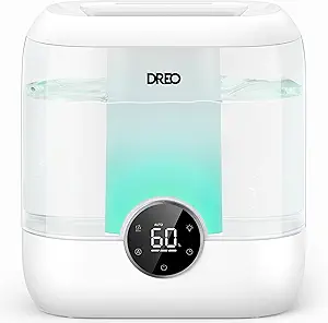 Dreo 6L Top Fill Humidifiers for Bedroom, 60H Runtime 28 dB Quiet Supersized Cool Mist Air Humidifiers for Large Room, Baby Nursery, Plant, Indoor, Night Light, Easy to Clean, Precise Humidity Control